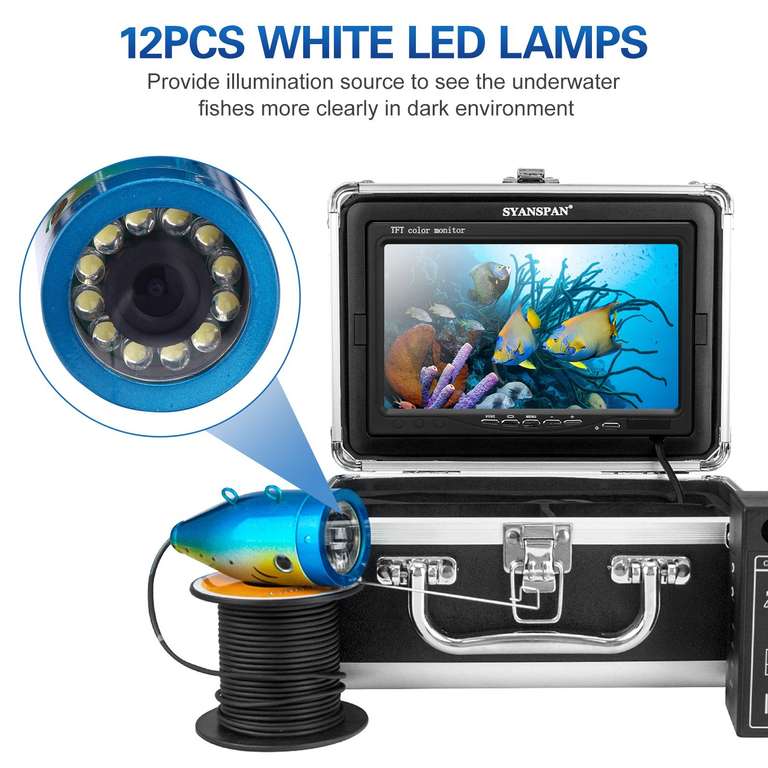 Kamera do podglądania ryb SYANSPAN 7-Inch 1200TVL (z ekranem, 15m kabla) dostawa z DE | $95,99 @ TomTop