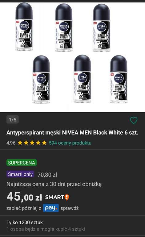 Antyperspirant NIVEA MEN Black&White 6.szt.