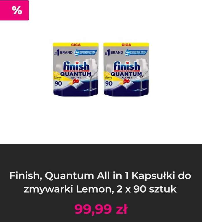 Finish Quantum All in 1, kapsułki do zmywarki Lemon, 2 x 90 sztuk