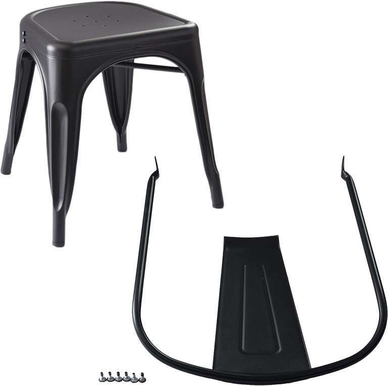 Zestaw czterech metalowych krzeseł Amazon Basics, 51 dł. x 43 szer. x 85 wys. cm