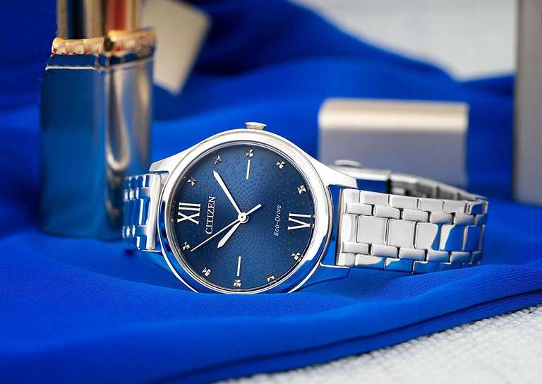 Zegarek Citizen EM0500-73L, 32mm, srebrny, niebieska tarcza @ Amazon