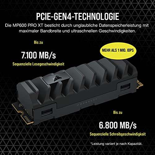 Dysk SSD Corsair MP600 PRO XT 2TB Gen4 PCIe x4 NVMe M.2 (odczyt do 7100 MB/s, zapis do 6800 MB/s)