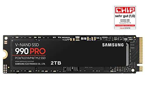 Dysk SSD 2TB Samsung 990 PRO M.2 NVMe PCIe 4.0, odczyt 7450 MB/s, zapis 6900 MB/s 172,61€