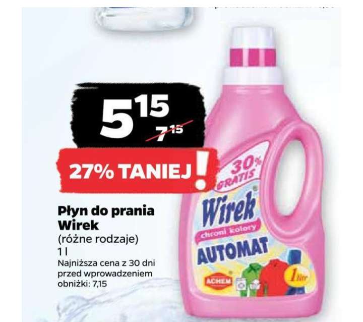 Żel do prania Wirek, 1l , 31gr za pranie, mocny skład, produkt polski @Netto