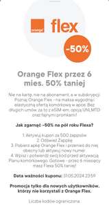 Orange Flex przez 6 mies. 50% taniej oraz Ekstra 25 GB przez 3 mies. za 0 zt