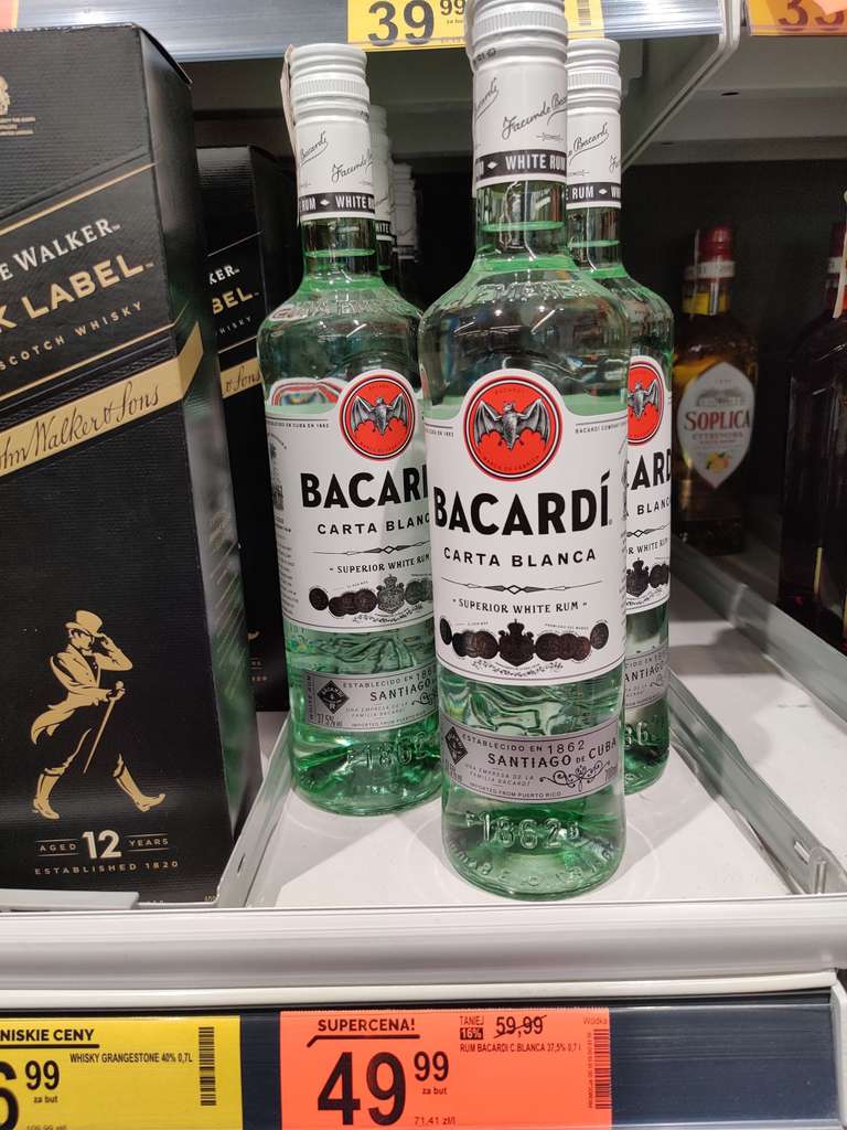 Rum Bacardi Carta Blanca 0,7L. BIEDRONKA