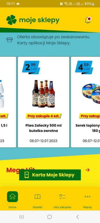 Piwo Zatecky w Groszku, ABC i Euro Sklepie po 2,99 zł przy zakupie 4 szt.