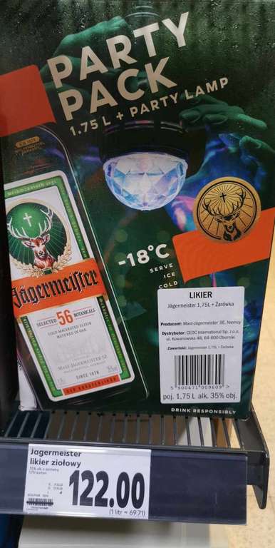 Likier Jagermeister 1,75l + Party Lamp Kaufland