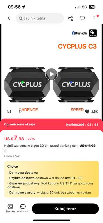 Czujnik prędkości/kedencji Cycplus C3 2 sztuki US $7.98