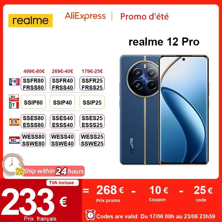 Smartfon realme 12 Pro 5G, 8+256GB wersja Global - 247.52$