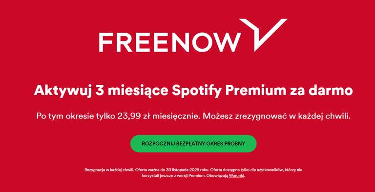 Spotify Premium 3 miesiące za darmo (dla nowych)