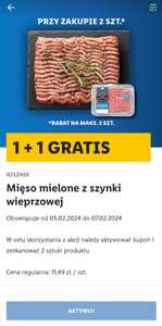 Mięso mielone z szynki 1+1 gratis w Lidlu