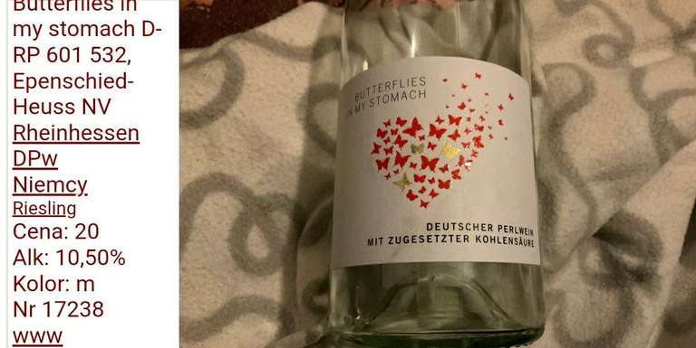 Wino Riesling BUTTERFLIES IN MY STOMACH 10,5% 0,75L. LIDL