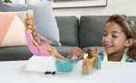 Barbie Mani-Pedi Spa - zestaw do zabawy z lalką, szczeniaczkiem, funkcją zmiany koloru i saszetkami z proszkiem
