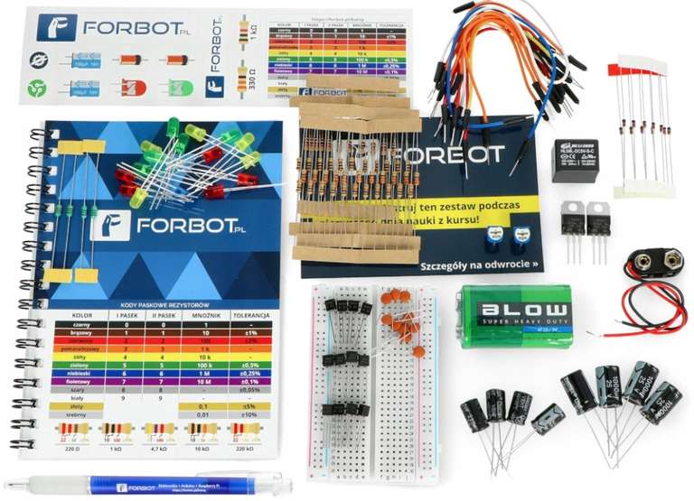 FORBOT - zestaw do kursu podstaw elektroniki + gadżety i Box (wersja PLUS)