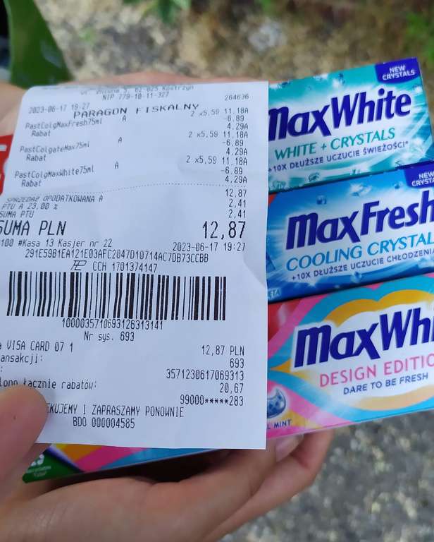 Colgate Max White 75 ml Pasta do zębów Biedronka (przy zakupie 2 sztuk)