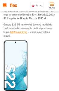 Samsung Galaxy S22 8/128 za 2750 zł w Orange Flex