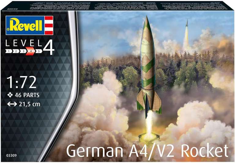 Revell 03309 Niemiecka rakieta A4/V2 w skali 1:72, niezbudowany/niepomalowany zestaw z tworzywa sztucznego