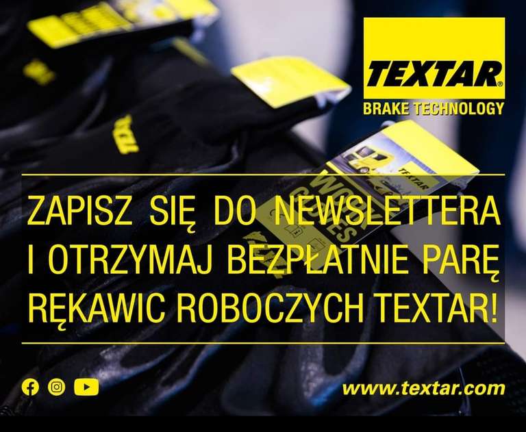 Rękawice robocze TEXTAR za zapisanie się do newslettera