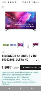 Telewizor 65' UD U6210S Ultra HD , 4k z biedronki.