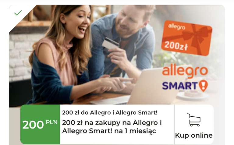 Voucher Allegro 200 zł + miesiąc Smart w aplikacji MBank (dla wybranych)