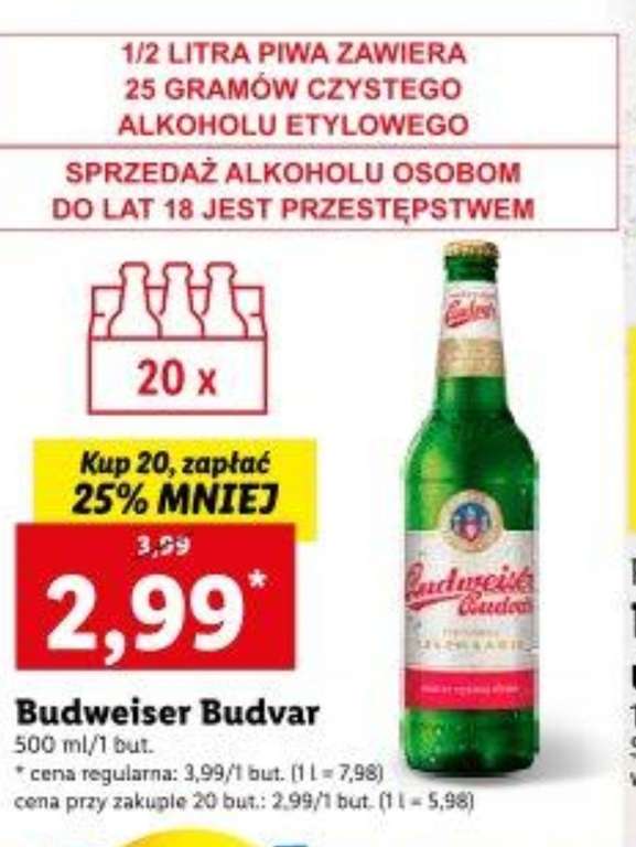 Piwo Budweiser kup 20, zapłać 25% mniej @Lidl