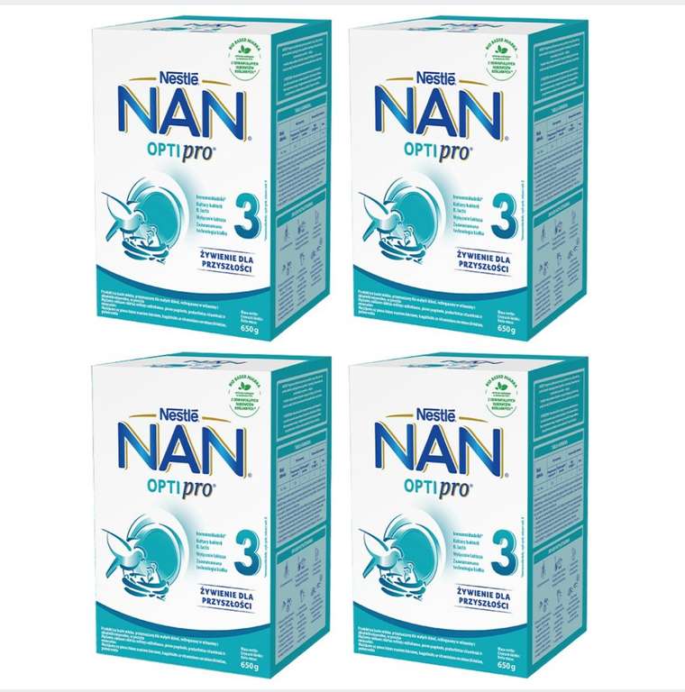 Mleko modyfikowane Nestle Nan Optipro 3 650 g 4 sztuki - 34,04 zł/szt.