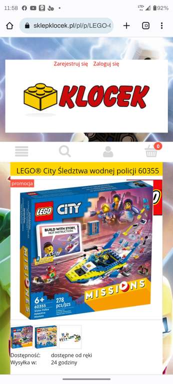 Lego City Missions 60354, 60355, 60353 sklep Lublin lub wysyłka
