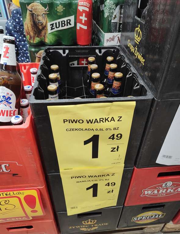 Piwo bezalkoholowe Warka Ice Coffee Waniliowa i Czekoladowa, Carrefour Express, Koluszki