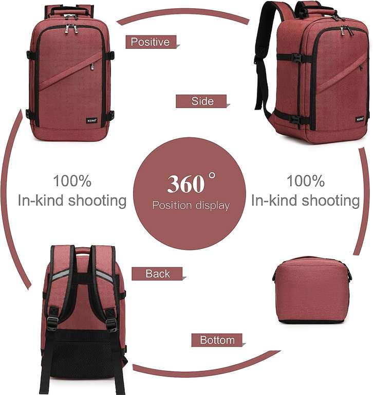Plecak podróżny bagaż podręczny KONO 40 x 20 x 25 cm, 20 litrów, Wymiary ryanair @ Amazon