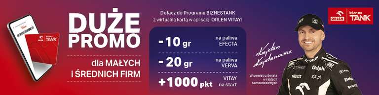 Orlen Vitay +1000 pkt za dodanie kart BiznesTank / Orlen w Portfelu
