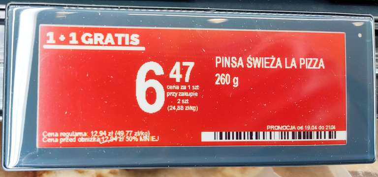 Biedronka Pinsa Świeża La Pizza 260g 1 + 1 gratis przy zakupie dwóch!