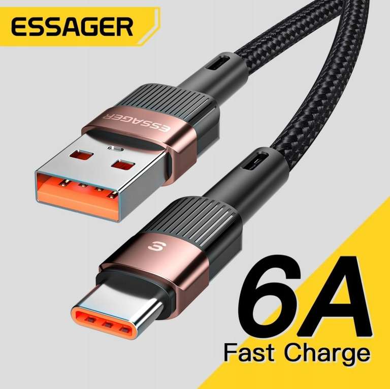 Kabel USB C 6A QC 4.0 66w w oplocie 1m 2m-23zl