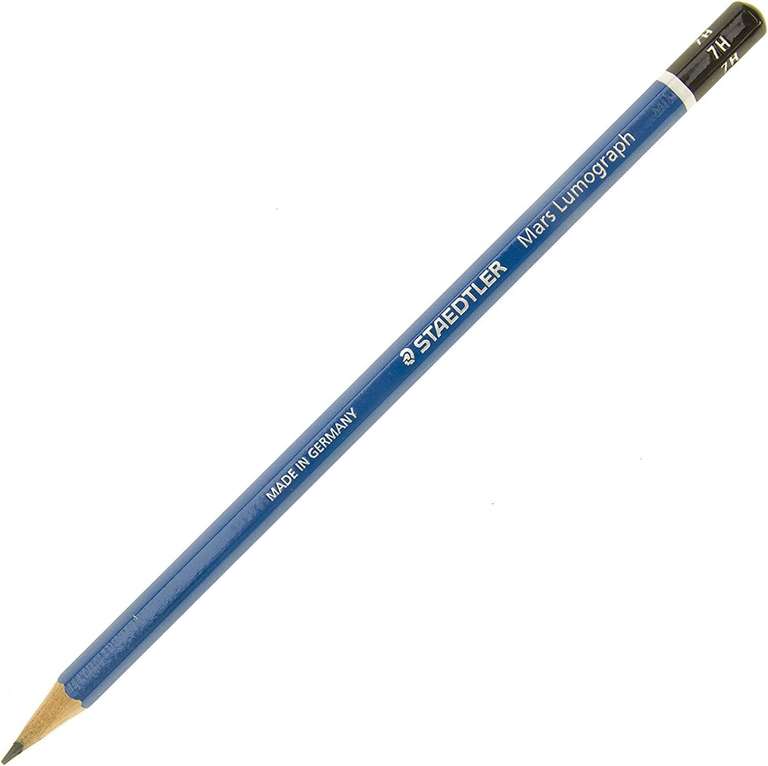 Zestaw profesjonalnych ołówków Staedtler Lumograph, 6 sztuk plus temperówka i gumka.