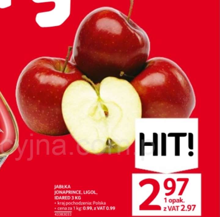 Jabłka 3kg (0,99 zł/kg) @Selgros