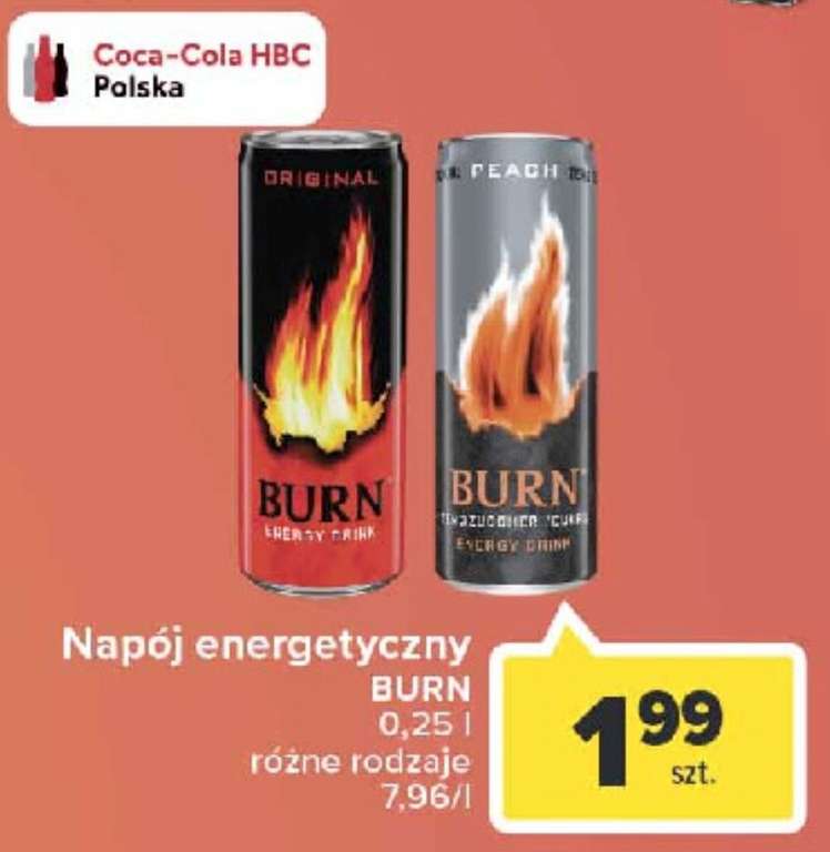 Napój energetyczny Burn 250ml za 1.99zł - Carrefour