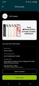 333 zł zniżki na zakup iPhone 15 Plus od Credit Agricole