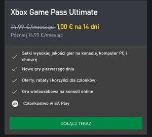 XBox Game Pass ultimate na 14 dni €1