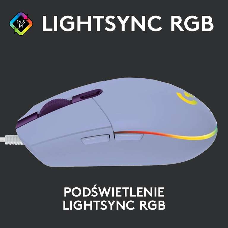 Mysz gamingowa LOGITECH G102 Lightsync (200-8000 DPI, RGB), darmowy odbiór w sklepie @ MediaExpert