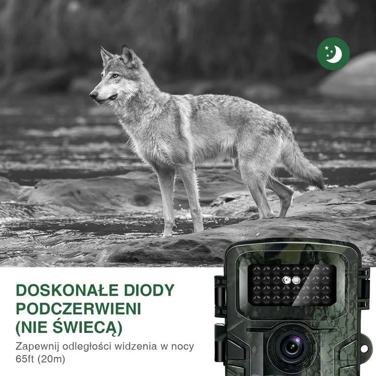 HAZA Kamera do obserwacji dzikich zwierząt, 36 MP HD, zwycięzca testu, ekran LCD, czujnik ruchu, widoczność w nocy, do użytku na zewnątrz