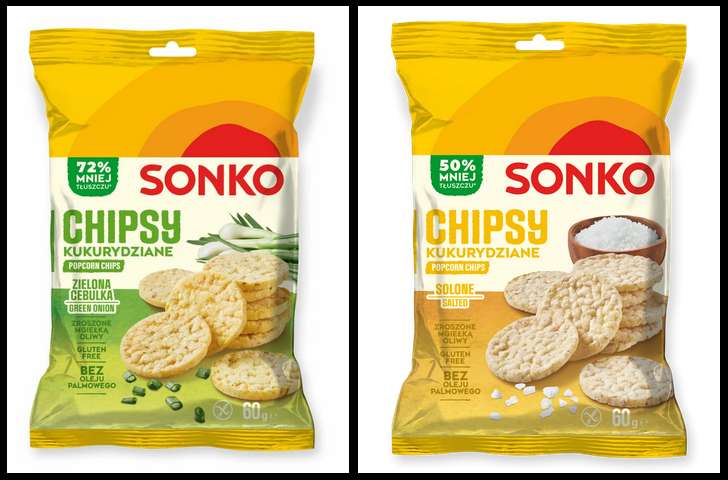 DINO - Chipsy kukurydziane solone lub ziel.cebulka Sonko 60g
