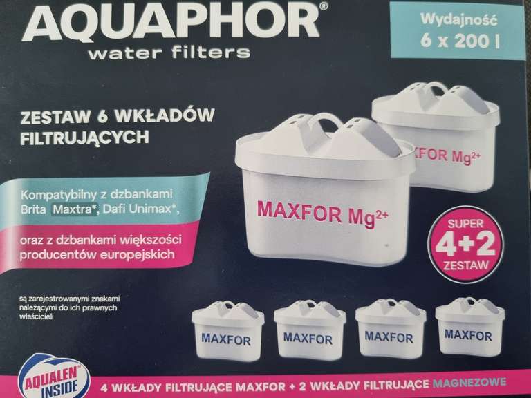 Filtry aquaphor 4(maxfor)+2(Mg2+) 6szt @biedronka