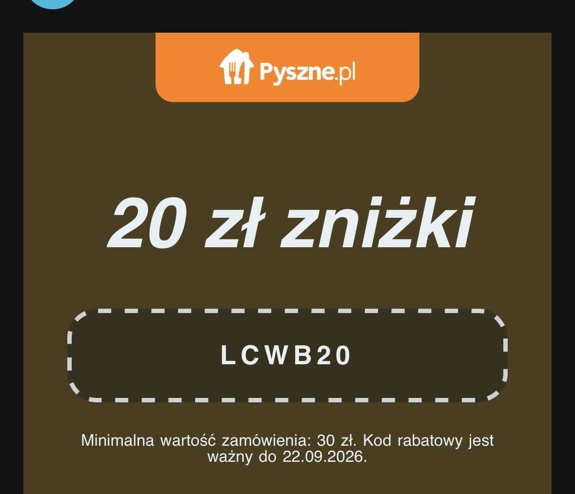 Pyszne.pl -20/30 MWZ (Dla wybranych)