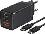 Baseus Ładowarka 65W, Power Delivery z GaN Tech, ładowarka USB z szybkim kablem USB C 100W