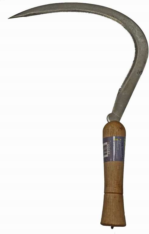 Sierp, Klasyczna kosa z drewnianym uchwytem i ząbkowanym ostrzem o długości 16" (40cm)