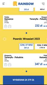 Lot czarterowy.Katowice-Teneryfa. Lot 28.08-7.09.