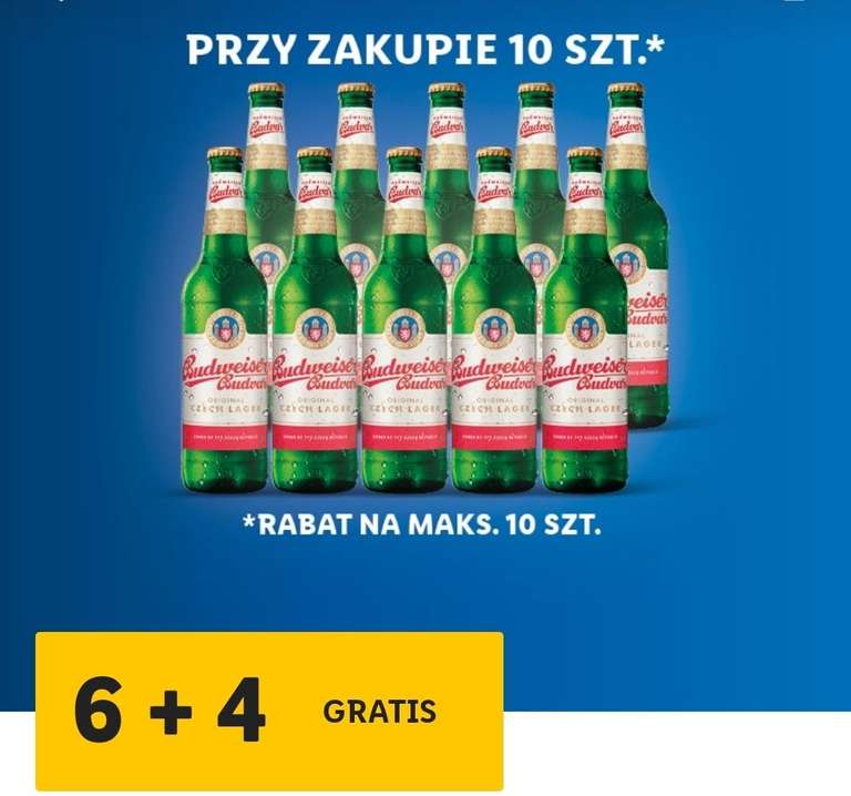 Piwo Budweiser Budvar 6+4 gratis (2,99zł/butelka) @Lidl