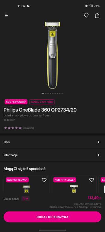 Philips OneBlade 360 QP2734/20 z kartą myHebe
