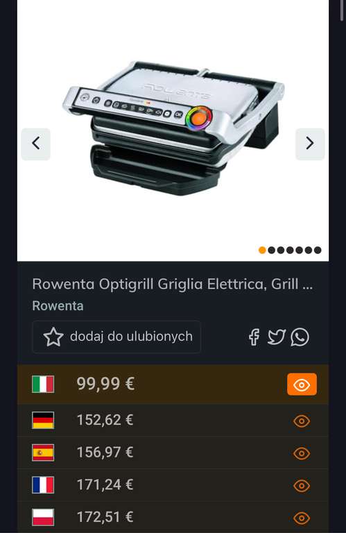 Rowenta GR702D Optigrill grill elektryczny 100.81€