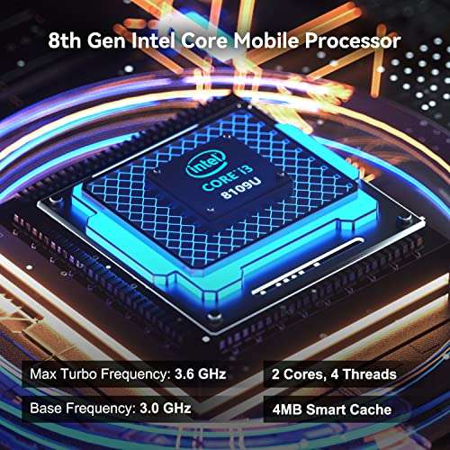 Mini PC Core I3-8109U (do 3,6 GHz), 8 GB + 256 GB Mini-PC, Windows 11 Pro 289.4€ + 5,99 €